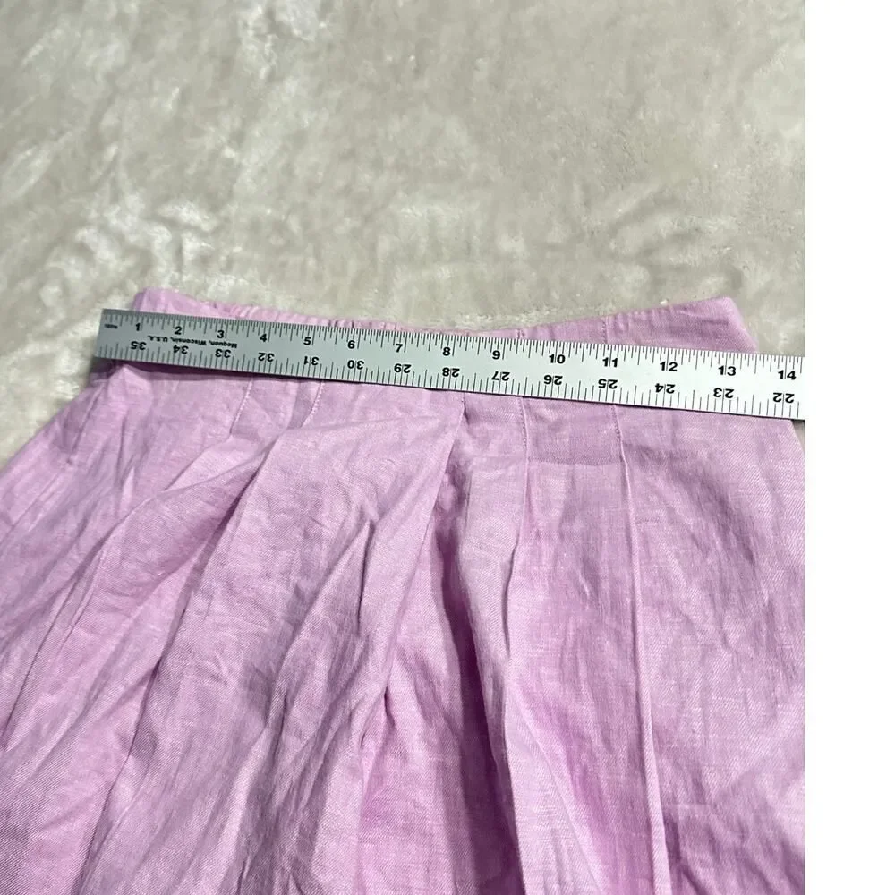 Banana Republic Pleated Skort Women's XS Lavender Linen Blend Mini Elastic Waist